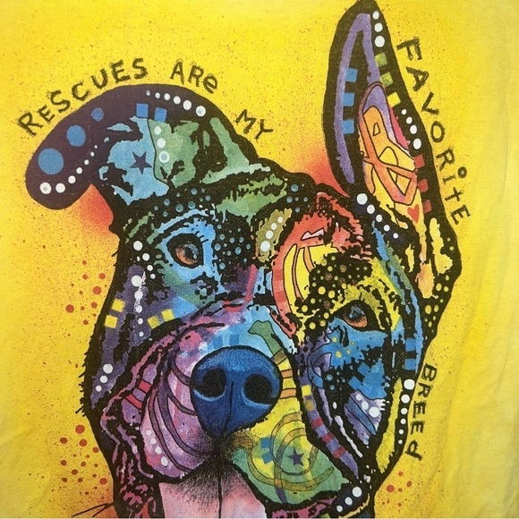 The Mountain “Rescues Are My Favorite Breed” Yellow Cotton T-shirt Size Medium - Picture 5 of 7